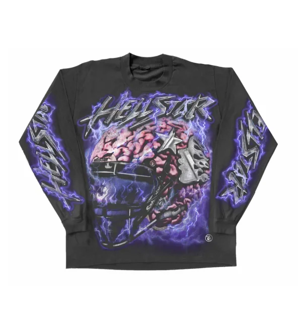 HELLSTAR STUDIOS BRAIN HELMET LONG SLEEVE LS FADED BLACK