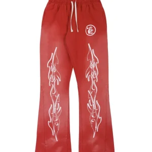 HELLSTAR STUDIOS RACER FLARE SWEATPANTS RED