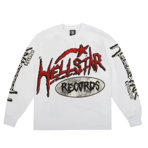 HELLSTAR STUDIOS RECORDS LONG SLEEVE LS TEE WHITE