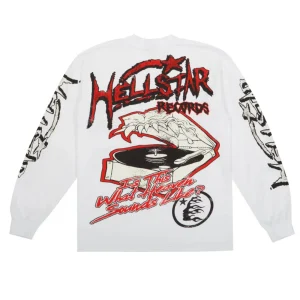 HELLSTAR STUDIOS RECORDS LONG SLEEVE LS TEE WHITE.