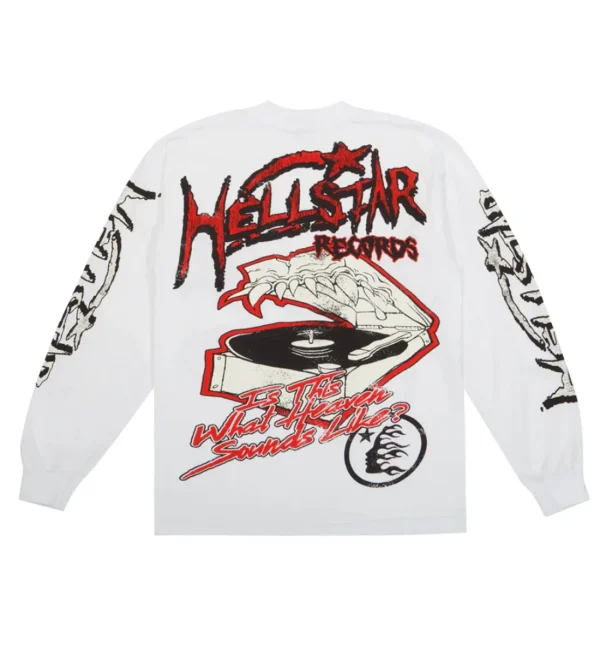 HELLSTAR STUDIOS RECORDS LONG SLEEVE LS TEE WHITE.