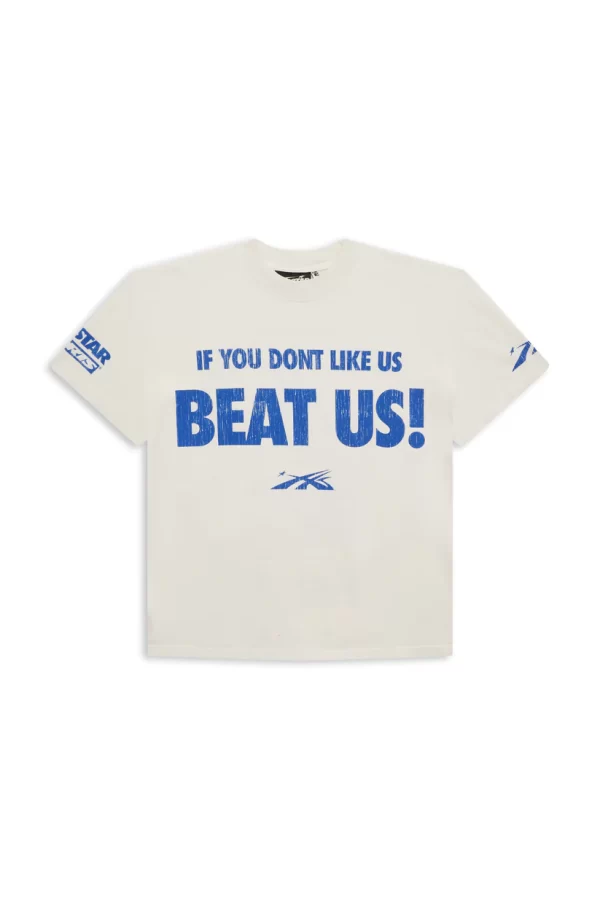 Hellstar Beat Us T-Shirt White Blue