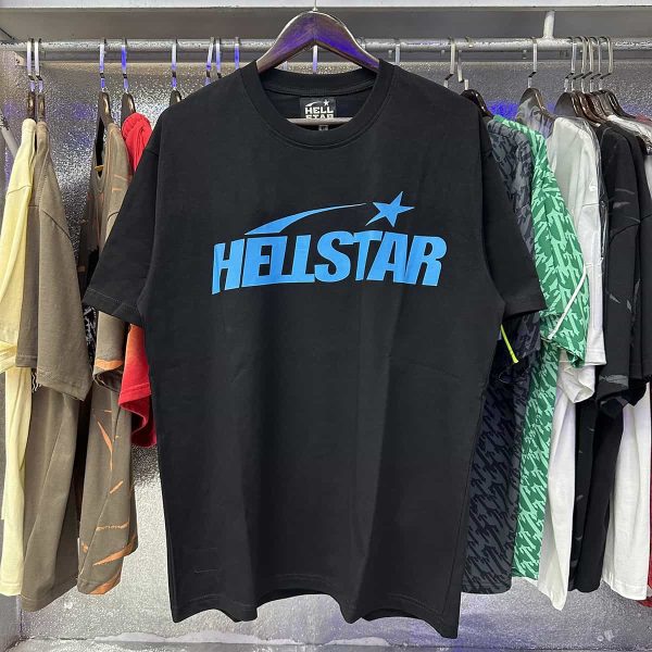 Hellstar Blue Logo Black Shirt