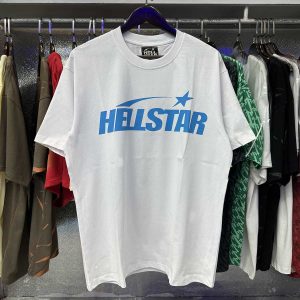 Hellstar Blue Logo White Shirt