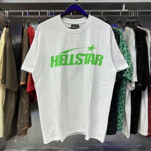 Hellstar Green Logo White Shirt