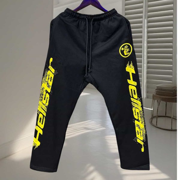 Hellstar Yellow Logo Black Pants